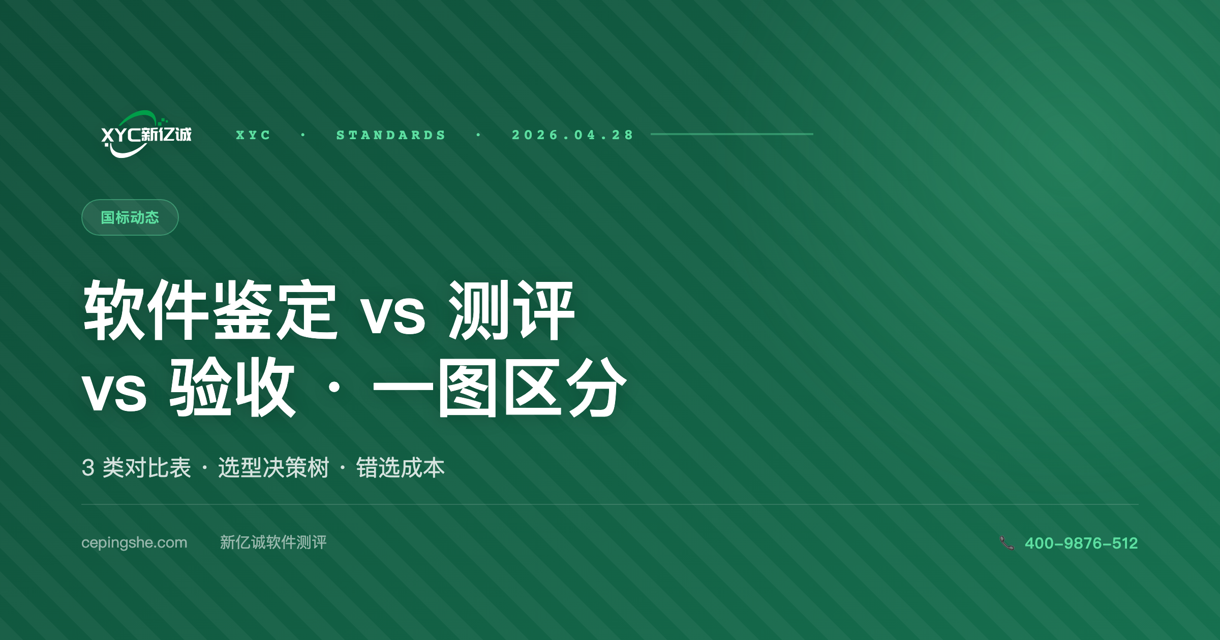 软件鉴定 vs 软件测评 vs 软件验收 · 何时该选哪个（一图区分）